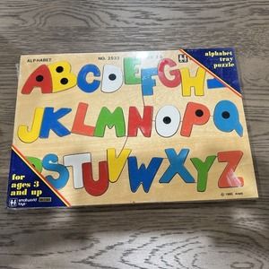 Vintage Alphabet Puzzle‎ 1985 Still In Package Wooden Colorful Classic Nostalgia